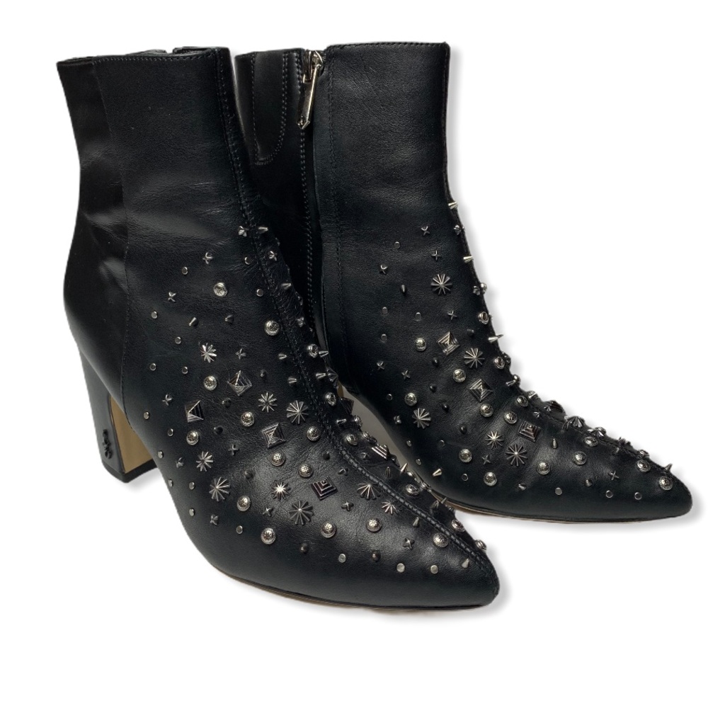 Sam Edelman Black Studded Heeled Ankle Boots